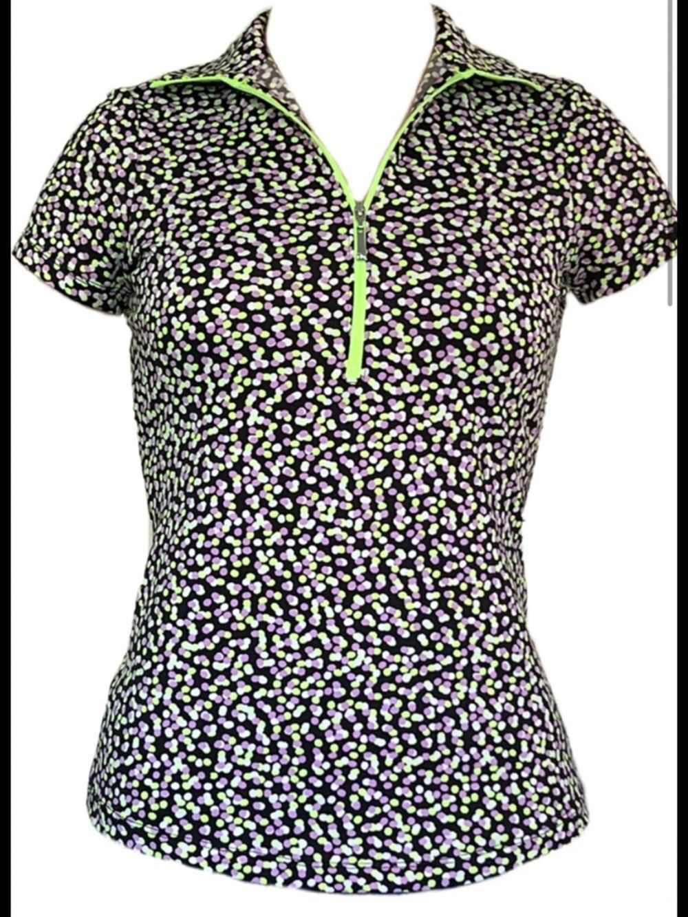 JOFIT Vibrant Pattern Polo w/ Lime Trim Size Medium